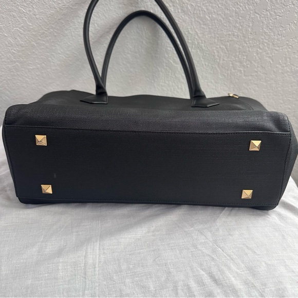 Dagne Dover Black Structured Work Tote Gold Hardware Laptop Bag - Picture 13 of 16
